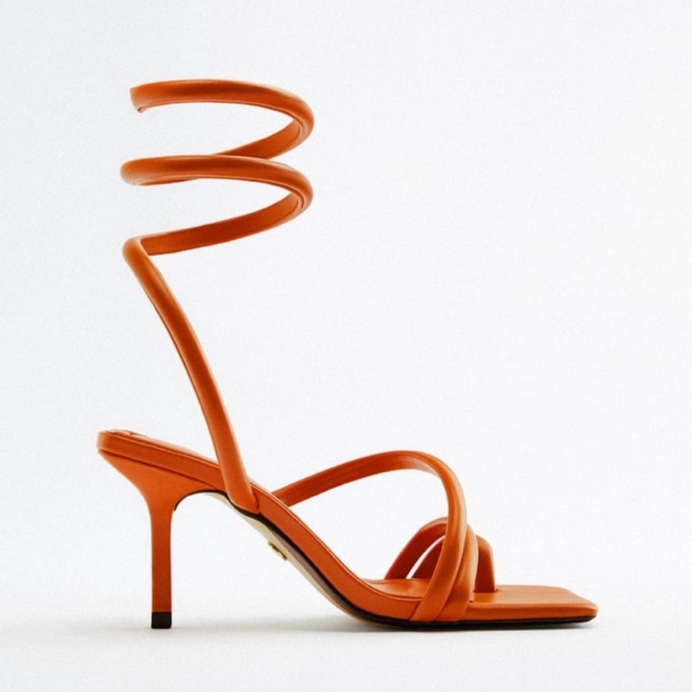 Zara Tabular Spiral Wrap Sandal size 39 fits for 8.5. Lightly worn.